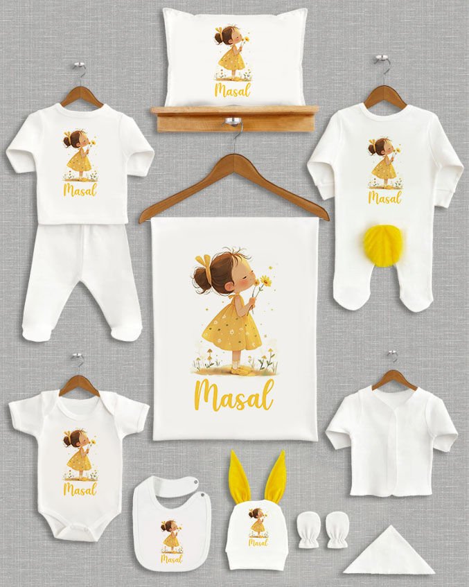 Peri Kızı Sarı Ponponlu Tavşan Kulaklı 11'li Organik Hastane Çıkışı