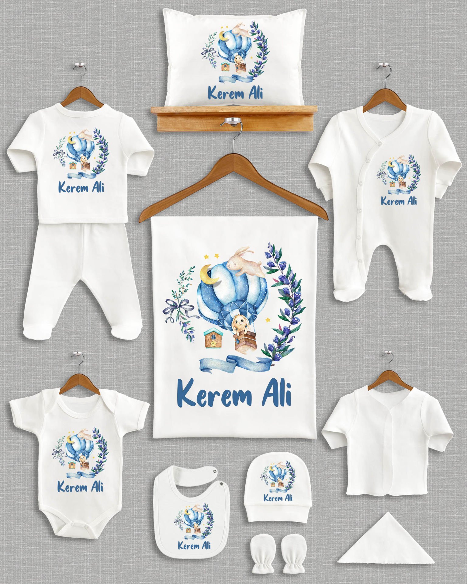 Uçan Balon Tasarımı 11'li Organik İsme Özel Hastane Çıkışı