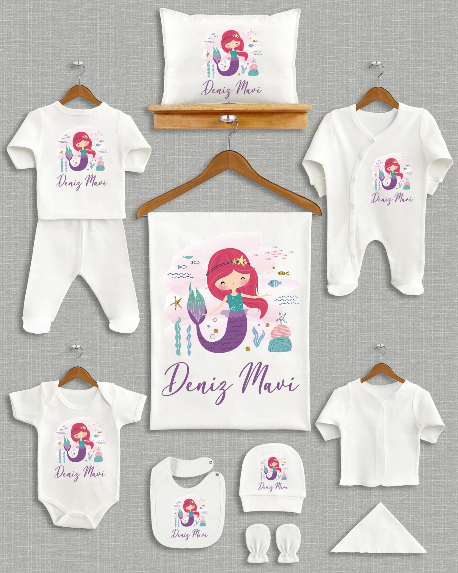 Deniz Kızı Tasarımı 11'li Organik İsme Özel Hastane Çıkışı