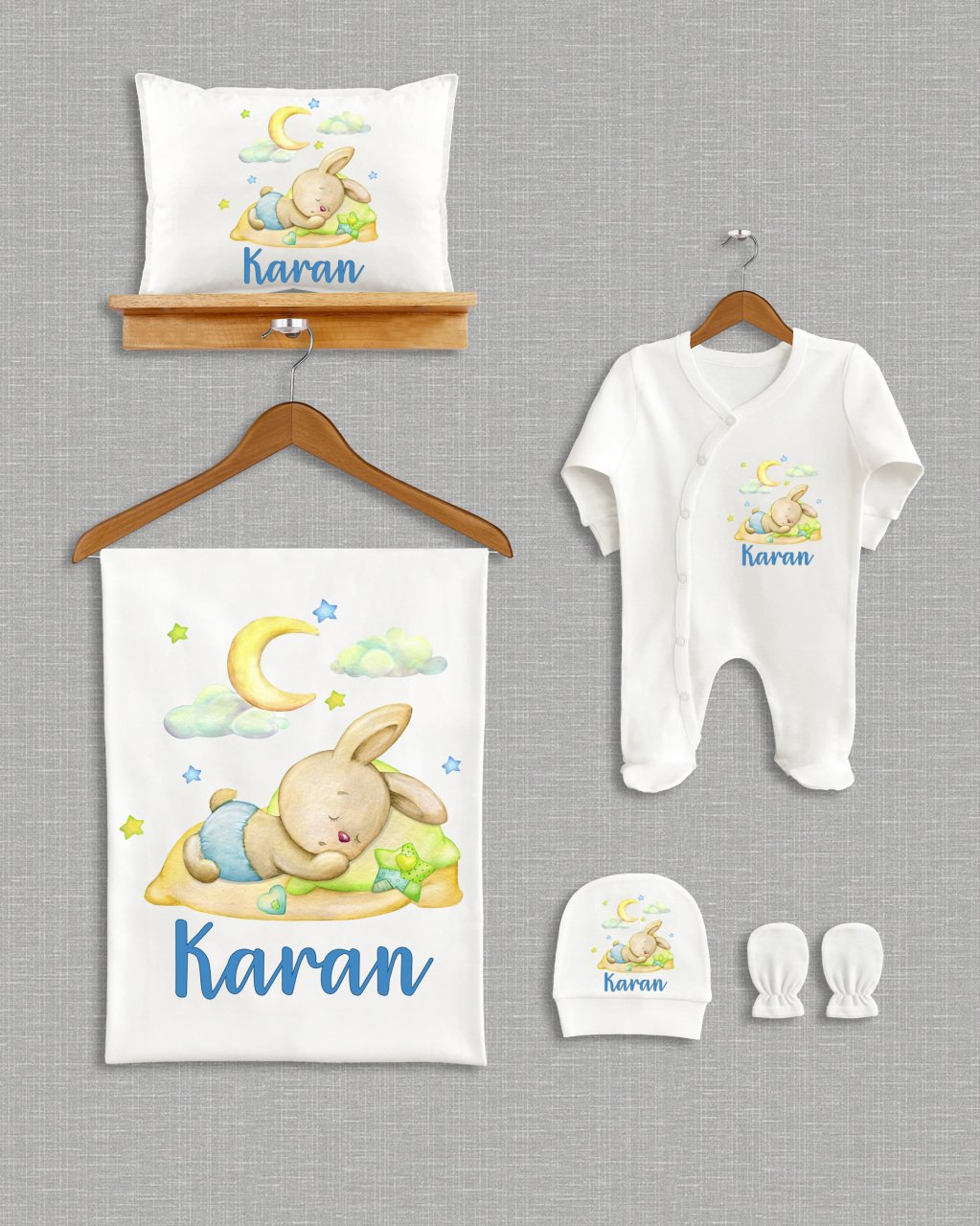 Sevimli Tavşan Tasarımı 5'li Organik  Hastane Çıkışı