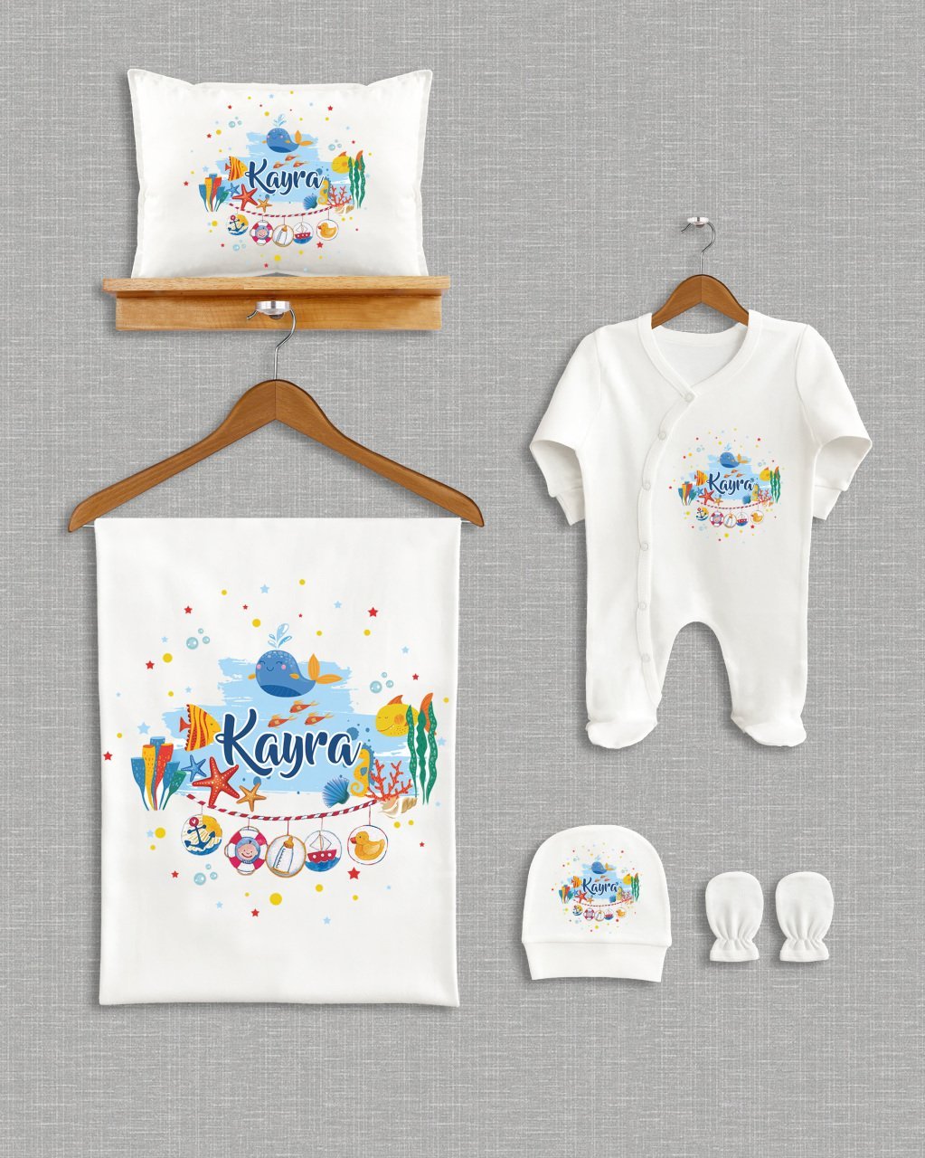 Deniz Temalı Tasarım 5'li Organik  Hastane Çıkışı