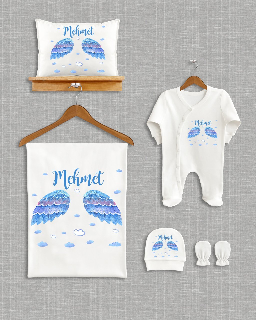 Mavi Kanat Tasarımı 5'li Organik  Hastane Çıkışı