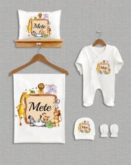 Ormanda Sevimli Hayvanlar Tasarımı 5'li Organik  Hastane Çıkışı