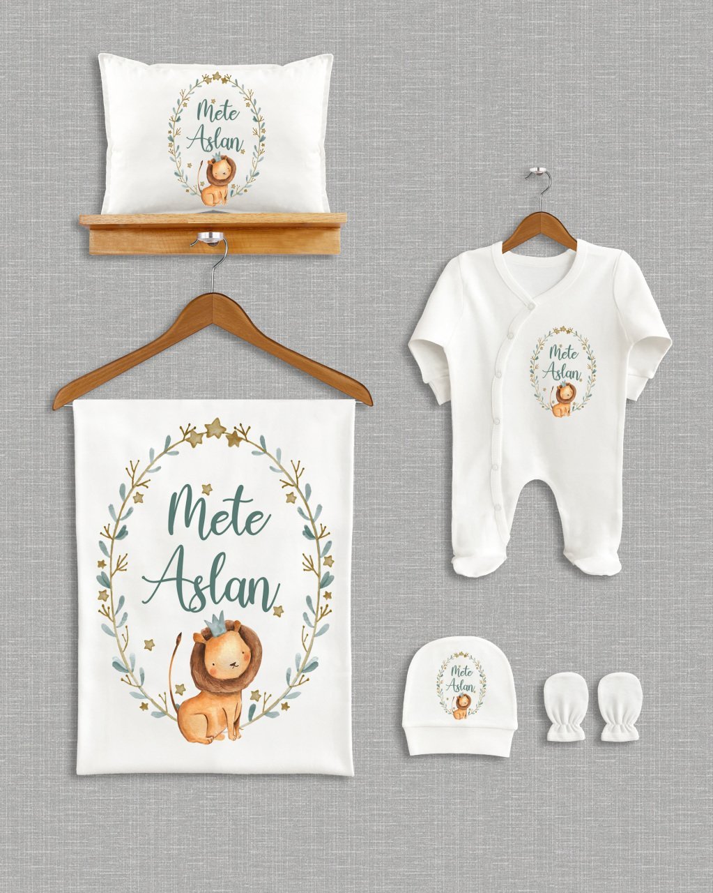 Sevimli Aslan Tasarımı 5'li Organik  Hastane Çıkışı