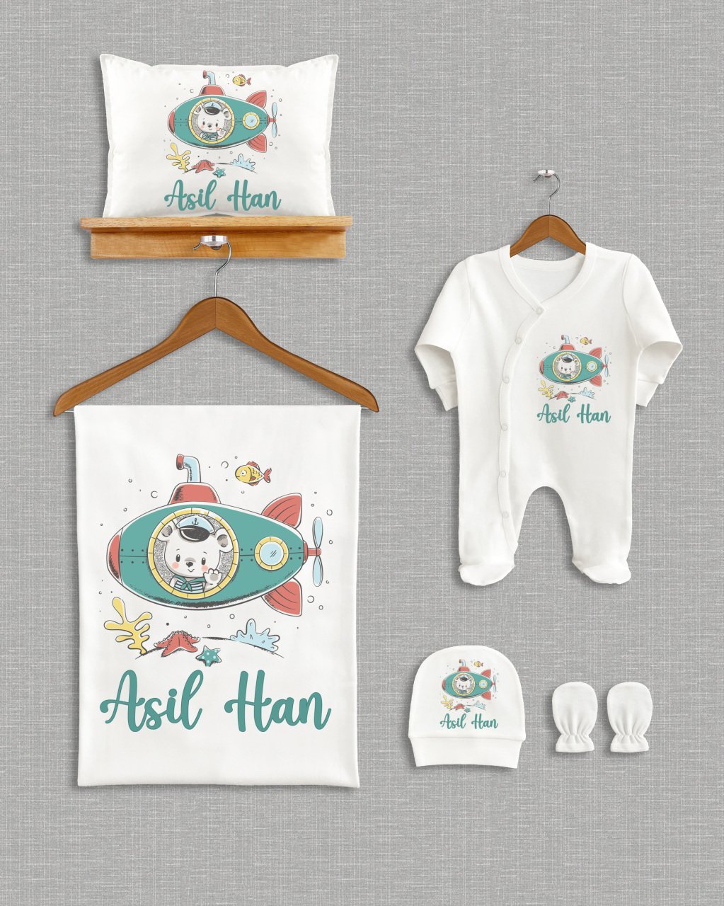 Sevimli Ayıcık Tasarımı 5'li Organik  Hastane Çıkışı