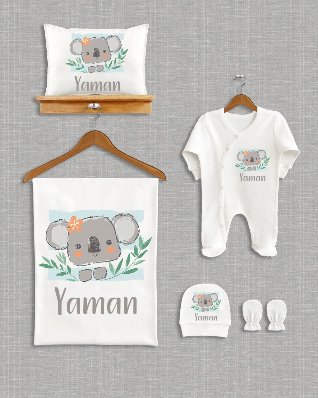 Sevimli Koala Tasarımı 5'li Organik  Hastane Çıkışı