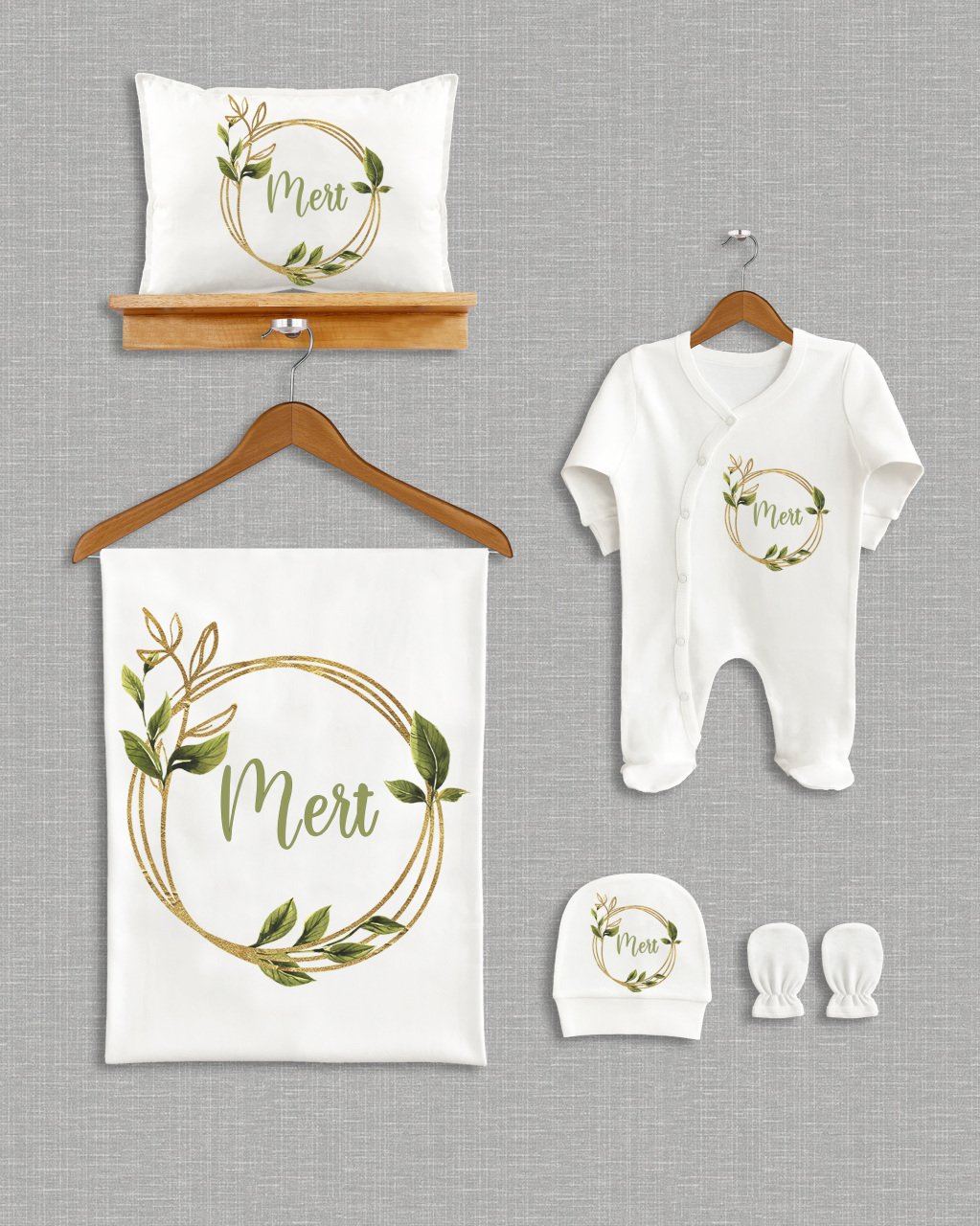 Soft Yapraklı Çelenk Tasarımı 5'li Organik  Hastane Çıkışı