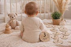 Aylık Plak Seti Ahşap Bebek Fotoğraf Anı Kartları