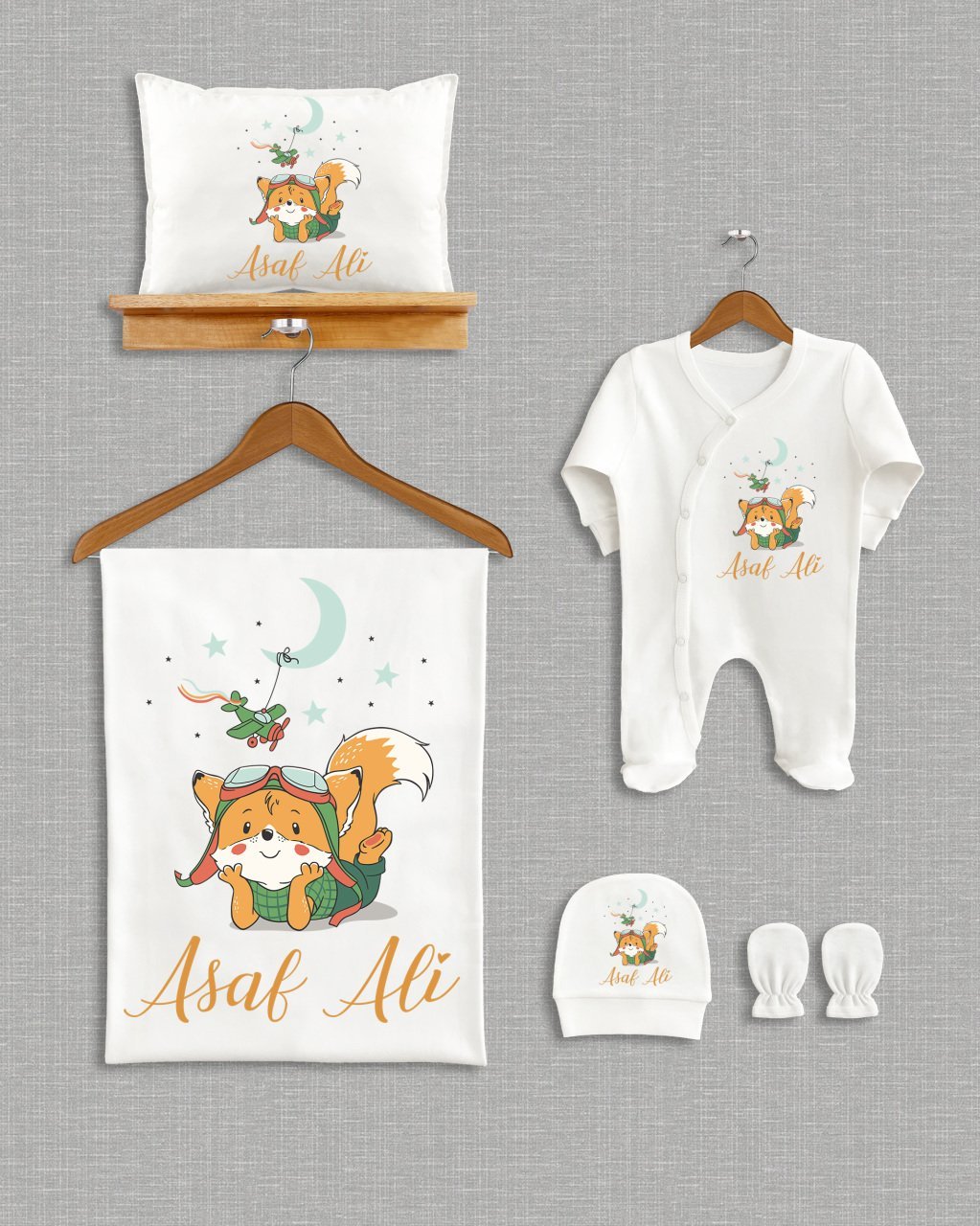 Sevimli Tilki Tasarımı 5'li Organik  Hastane Çıkışı