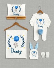 Balon Tutan Fil Tasarımı 5'li Ponponlu Organik Hastane Çıkışı