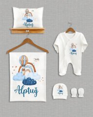 Bulutlu Gökkuşağı Tasarımı 5'li Organik  Hastane Çıkışı