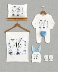 Deniz Temalı 5'li Ponponlu Organik Hastane Çıkışı