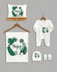 Yeşil Yaprak Çelenk Tasarımı 5'li Organik  Hastane Çıkışı