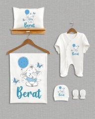 Balon Tutan Sevimli Fil Tasarımı 5'li Organik  Hastane Çıkışı