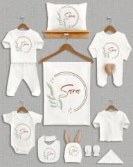 Soft Yaprak Tasarımı Kahverengi Ponponlu Tavşan Kulaklı 11'li Organik Hastane Çıkışı