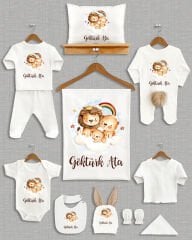 Sevimli Hayvanlar Tasarımı Kahverengi Ponponlu Tavşan Kulaklı 11'li Organik Hastane Çıkışı