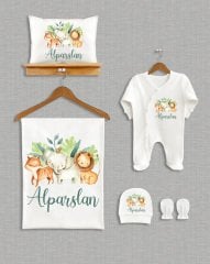 Ormanda Sevimli Hayvanlar Tasarımı 5'li Organik  Hastane Çıkışı