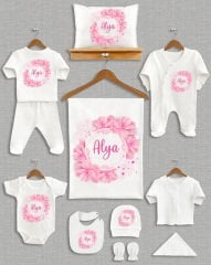 Pastel Çiçek Desenli 11'li Organik  Hastane Çıkışı