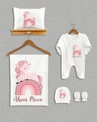 Gökkuşağı Unicorn Tasarımı  5'li Organik Hastane Çıkışı