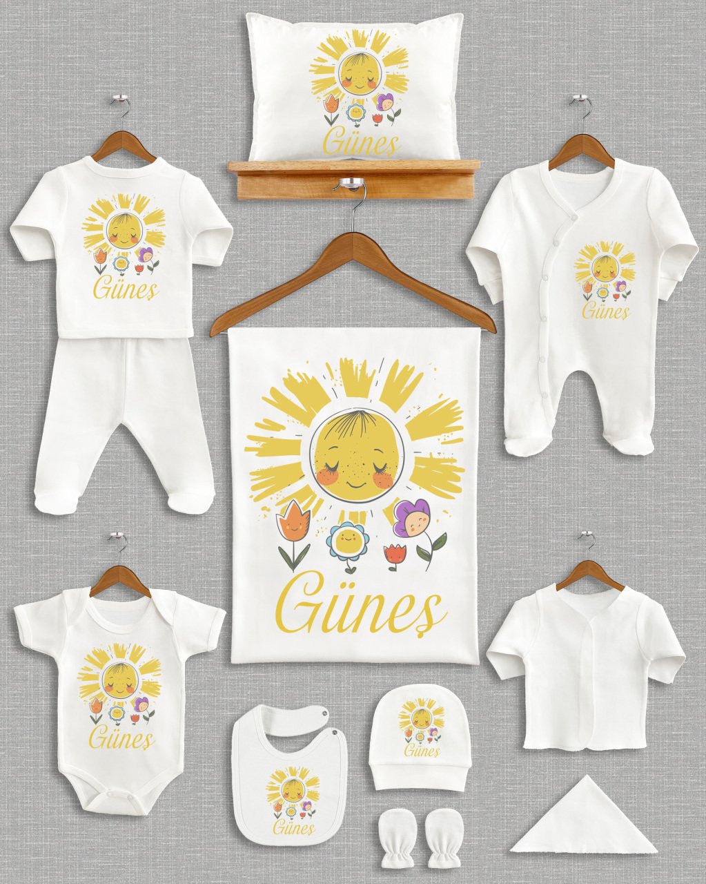 Güneş Temalı 11'li Organik  Hastane Çıkışı