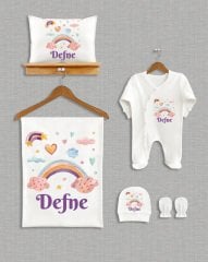 Renkli Gökkuşağı Tasarımı  5'li Organik Hastane Çıkışı