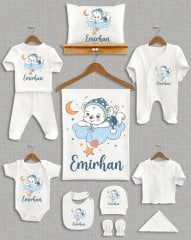 Mavi Bulutlu Sevimli Ayıcık Tasarımı 11'li Organik  Hastane Çıkışı