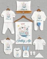 Gemi İçinde Sevimli Ayıcık Tasarımı Ponponlu Tavşan Kulaklı 11'li Organik Hastane Çıkışı