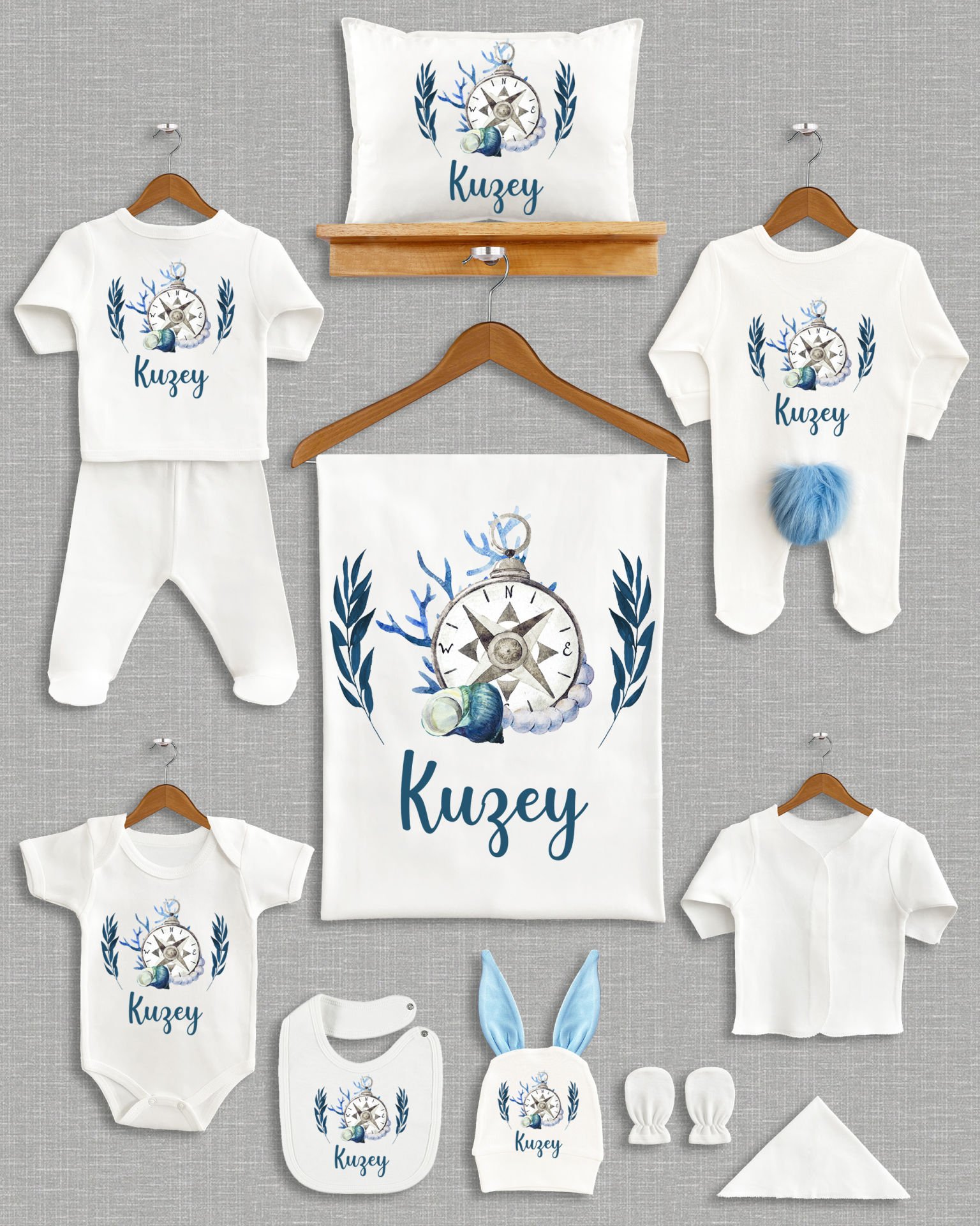 Pusula Tasarımı Ponponlu Tavşan Kulaklı 11'li Organik Hastane Çıkışı