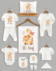 Sevimli Hayvanlar Tasarımı 11'li Organik İsme Özel Hastane Çıkışı