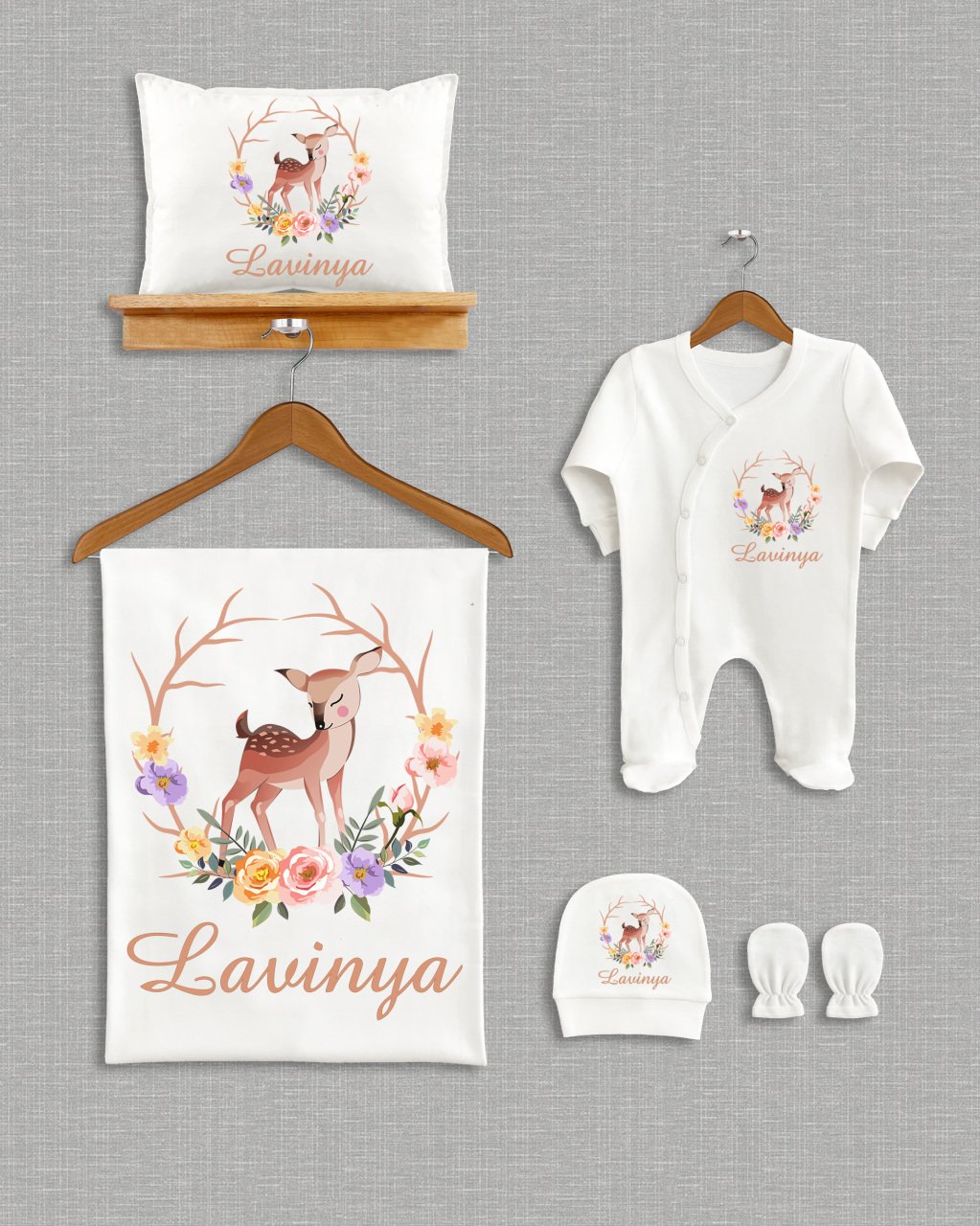 Çiçekli Ceylan Tasarımı  5'li Organik Hastane Çıkışı