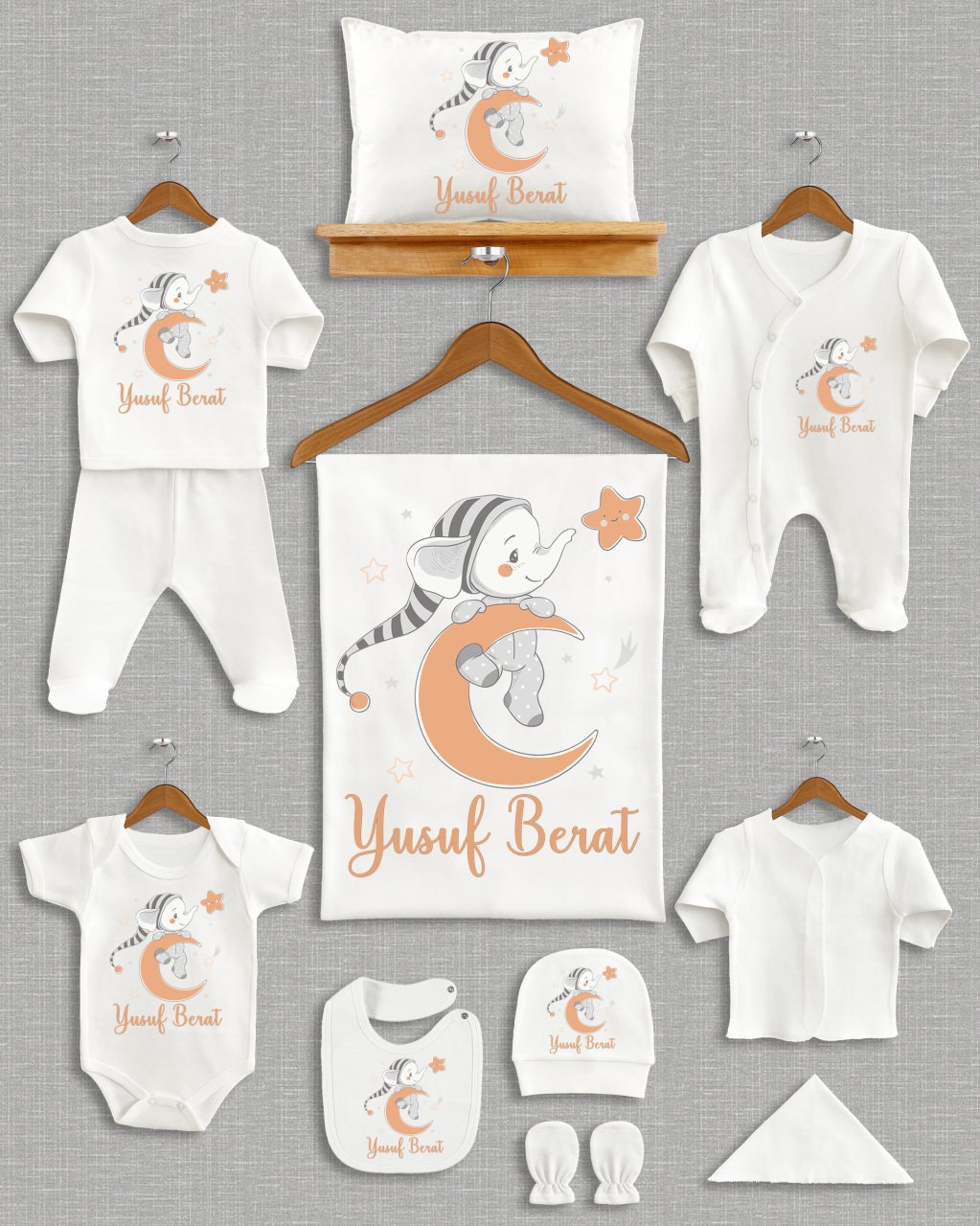 Ay Tutan Fil Tasarımı 11'li Organik  Hastane Çıkışı