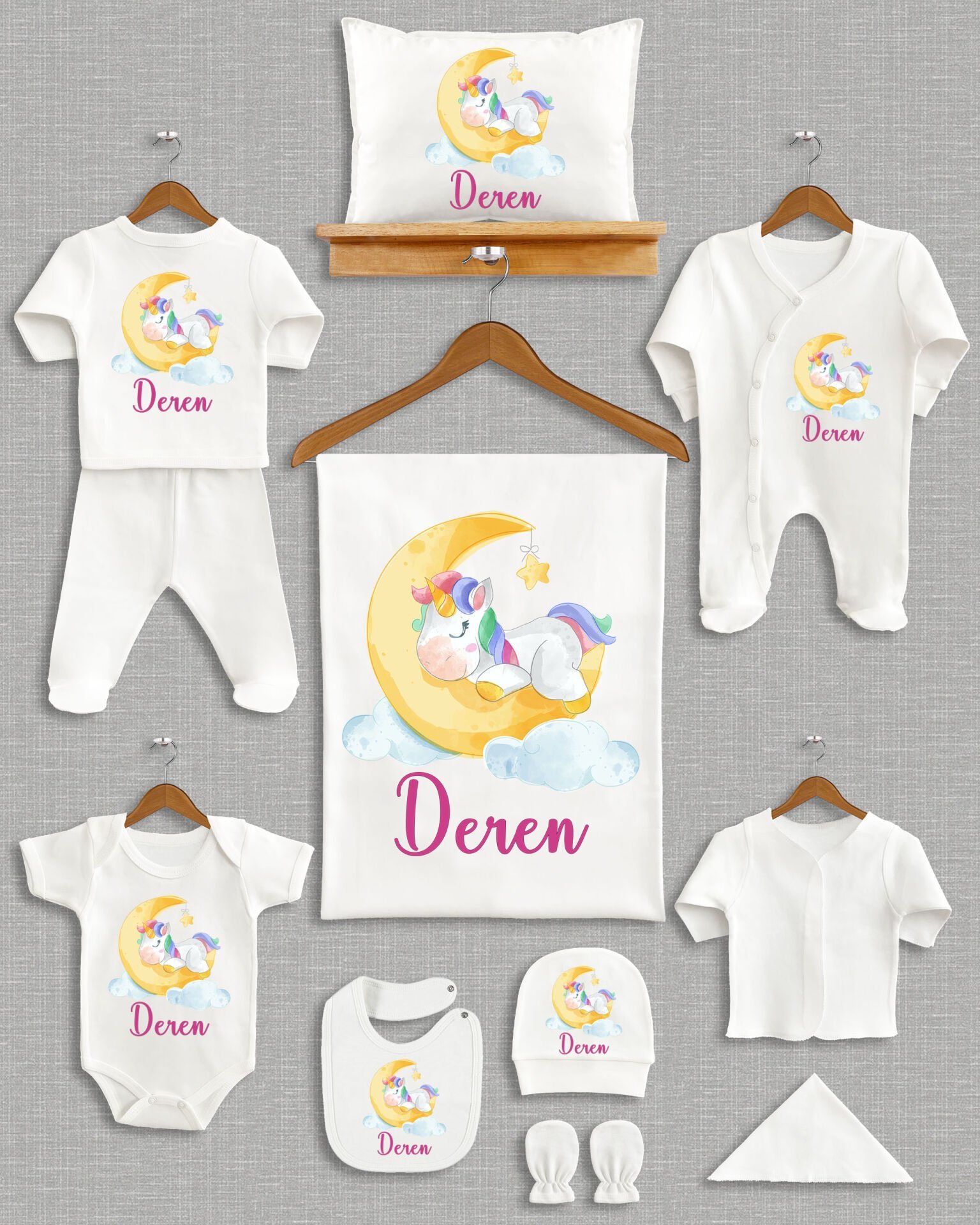 Unicorn Tasarımı 11'li Organik İsme Özel Hastane Çıkışı