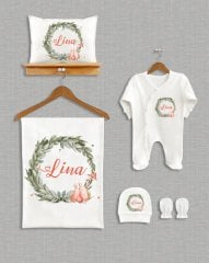 Yeşil Yapraklı Çelenk Tasarımı  5'li Organik Hastane Çıkışı