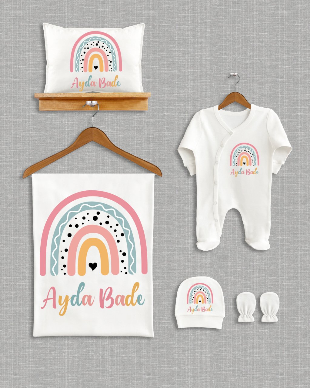 Renkli Gökkuşağı Tasarımı  5'li Organik Hastane Çıkışı