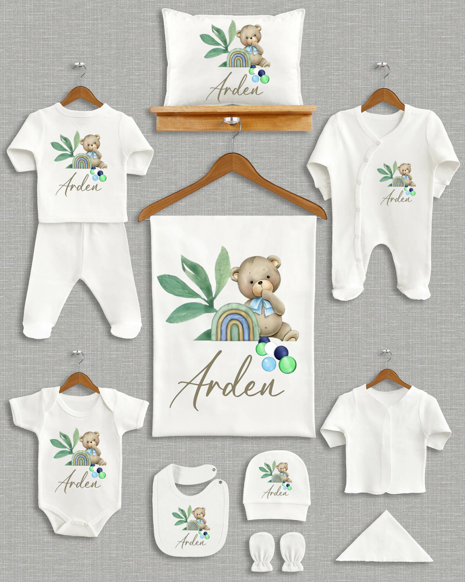 Sevimli Ayıcıklı Tasarım 11'li Organik İsme Özel Hastane Çıkışı