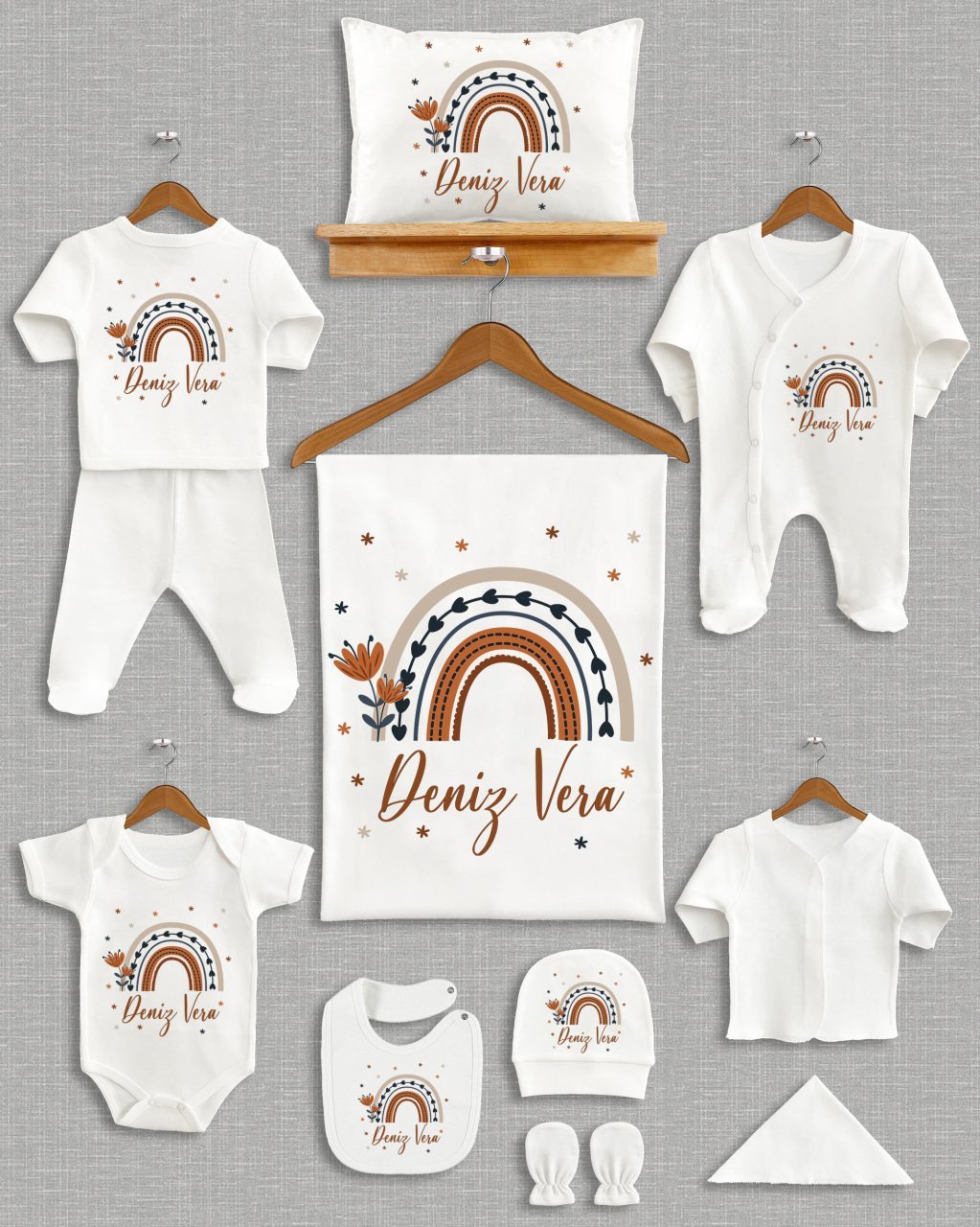 Pastel Gökkuşağı Tasarımı 11'li Organik  Hastane Çıkışı