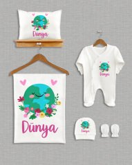 Kalpli Çiçekli Dünya Tasarımı  5'li Organik Hastane Çıkışı