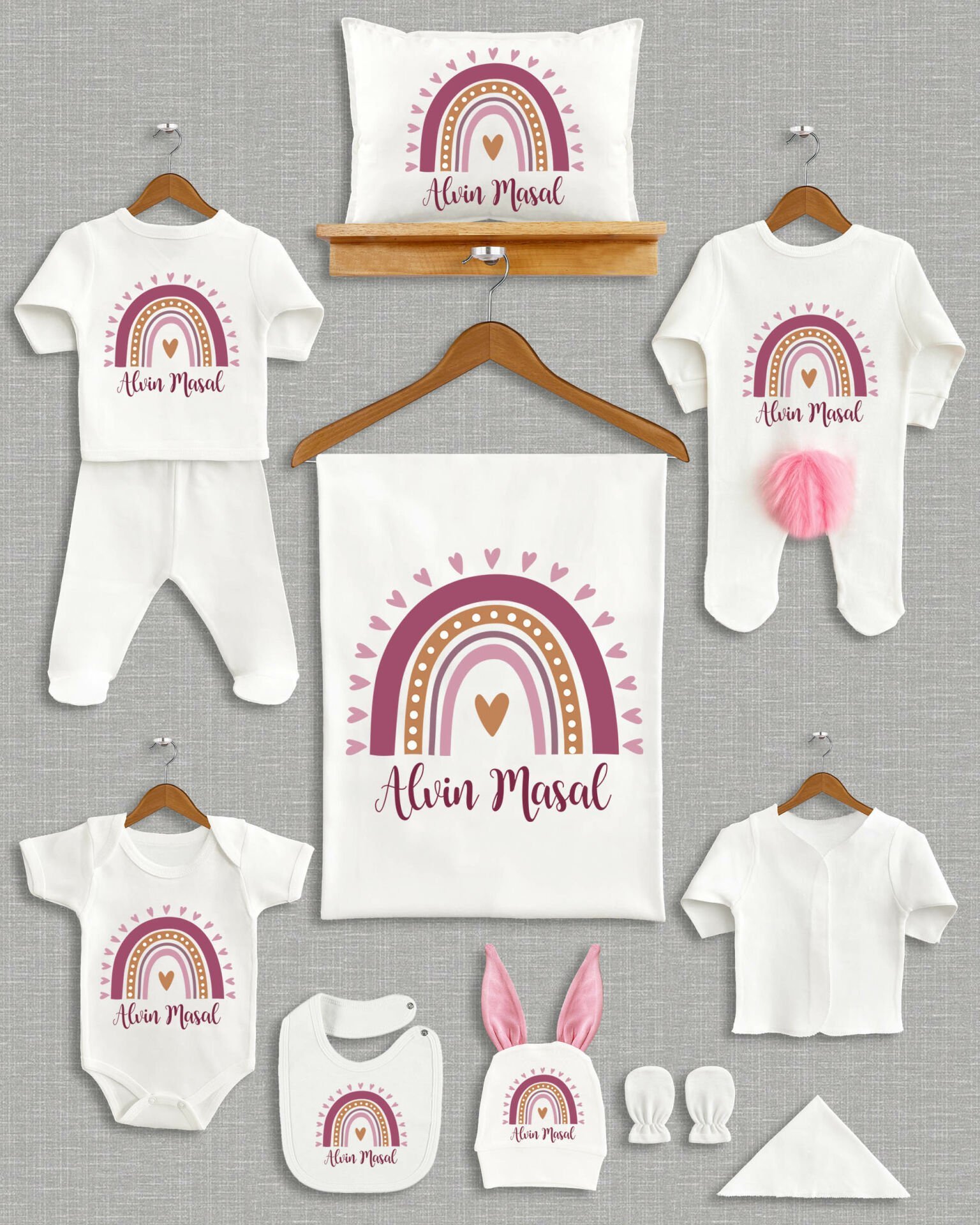 Gökkuşağı Ponponlu Tavşan Kulaklı 11'li Organik Hastane Çıkışı