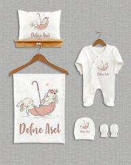 Şemsiyede Sevimli Tavşan Tasarımı  5'li Organik Hastane Çıkışı