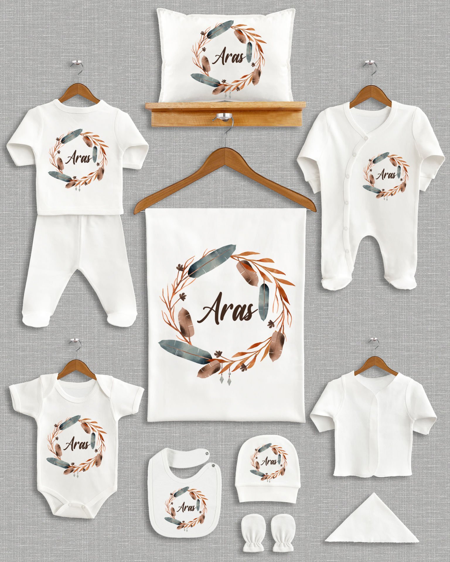 Çelenk Tasarım 11'li Organik İsme Özel Hastane Çıkışı