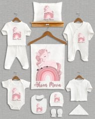 Soft Gökkuşağı ve Unicorn Tasarımı 11'li Organik  Hastane Çıkışı