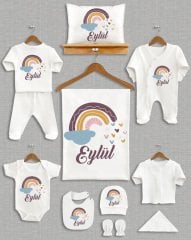 Pastel Ton Gökkuşağı Tasarımı 11'li Organik  Hastane Çıkışı