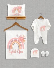 Çiçekli Gökkuşağı Tasarımı  5'li Organik Hastane Çıkışı