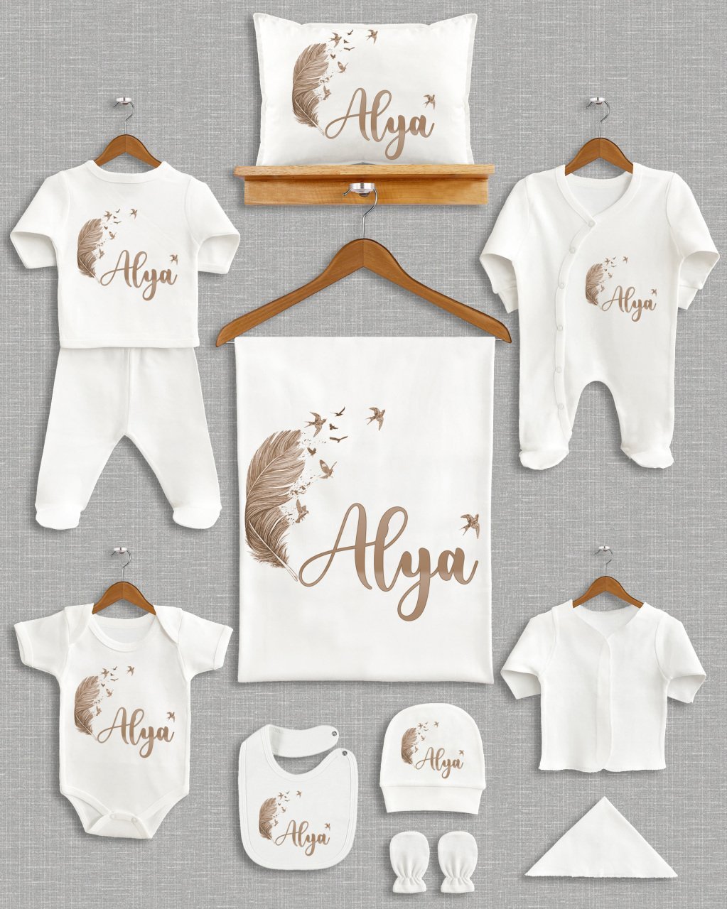 Açık Kahverengi Tüylü Tasarım 11'li Organik  Hastane Çıkışı