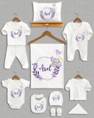 Mor Çelenkli Filli Tasarım 11'li Organik  Hastane Çıkışı