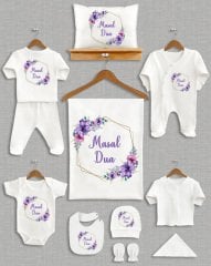 Mor Çiçekli Altıgen Tasarımı 11'li Organik  Hastane Çıkışı