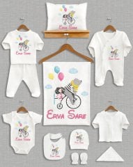 Bisikletli Ayıcıklı ve Kız Tasarımı 11'li Organik  Hastane Çıkışı