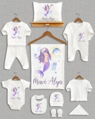 Mor Denizkızı Tasarımı 11'li Organik  Hastane Çıkışı