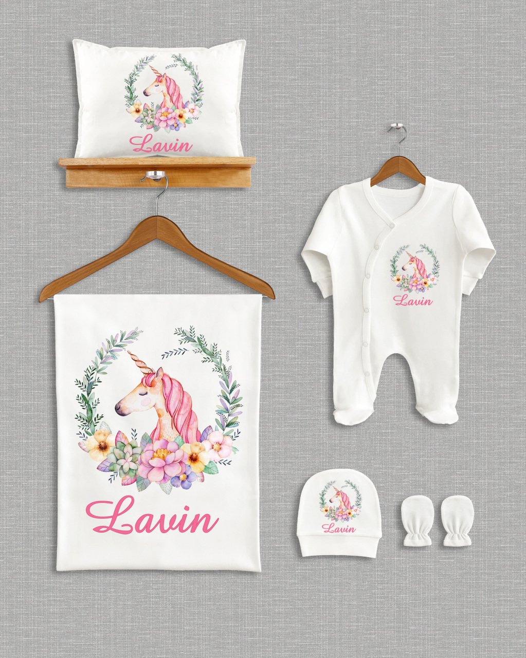 Sevimli Unicorn Tasarımı  5'li Organik Hastane Çıkışı