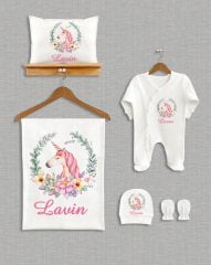 Sevimli Unicorn Tasarımı  5'li Organik Hastane Çıkışı